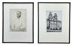 EDGAR HOLLOWAY (1914-2008) drypoint etchings - 'Portrait of a Seated Gentleman', signed, 25 x