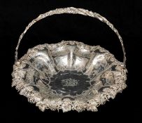 WILLIAM IV SILVER CAKE BASKET, Howard & Hawksworth, Sheffield 1834, intertwined grapevine swing