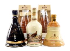 ASSORTED BELL'S WHISKY DECANTERS including, circa. 1980s Wade porcelain decanter, 75cl, 43%, two 8yo