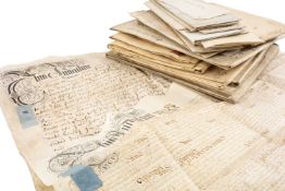 WELSH INTEREST: GROUP OF 18TH C. CARDIGANSHIRE INDENTURES, 18th & 19th C., mostly vellum,