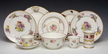 ASSORTED WELSH STYLE PORCELAIN, including pair floral plates with gilt rims bearing gilt 'Swansea'