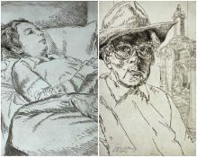 EDGAR HOLLOWAY (1914-2008) etchings (2) - 'Sick Woman' (Elisabeth Stopp), signed and dated 2000,