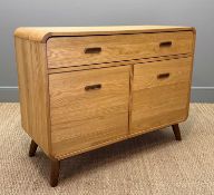 JOHN LEWIS ENZA SMALL SIDEBOARD, oak veneer case, walnut handles and legs, 82 (h) x 106 (w) x