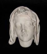 AFTER MICHELANGELO, plaster cast - head of the Virgin, facsimile detail from the Pieta in Saint