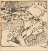 ‡ SIR FRANK BRANGWYN (1867-1956) lithograph - entitled verso 'The Goat Herd' with Studio London