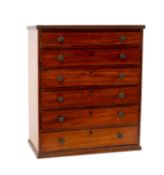 19TH CENTURY STYLE MAHOGANY COLLECTOR'S CABINET, as a tall chest of six graduated long drawers,