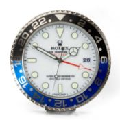 ROLEX-STYLE WALL CLOCK, modelled as an Oyster Perpetual Explorer II watch, white dial, black