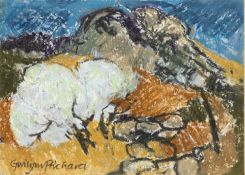 ‡ GWILYM PRICHARD (1931-2015) pastel on paper - entitled verso, 'Tree Against Hills', signed, 15 x