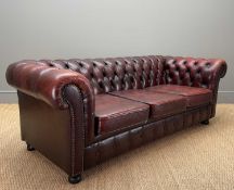 OXBLOOD LEATHER THREE-SEATER CHESTERFIELD SOFA, 65 (h) x 192 (w) x 85cms (d) Provenance: consigned