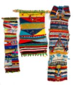 CLAUDINE BROWN (1936-2019) three handmade tapestries featuring various adornments including beads