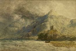 JOHN MOGFORD (1821-1885) watercolour - 'Dolbadarn Castle', signed and dated 1875, 23 x 34cms