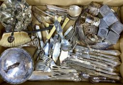 SUGAR TONG COLLECTION including silver, assorted flatware, mainly silver plated, ep napkin rings and