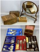 ASSORTED COLLECTABLES, including 19th century mahogany sarcophagus form double tea caddy, with