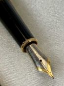 MONTBLANC MEISTERSTÜCK SOLITAIRE DOUÉ FOUNTAIN PEN, black resin body, gold-plated cap with