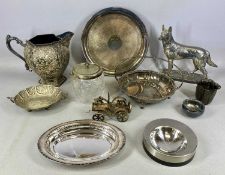 ASSORTED PLATED WARE, including American octagonal water pitcher, ornately embossed with figures