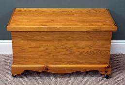 MODERN PINE BLANKET BOX on castors, 53 (h) x 90 (w) x 44cms (d) Provenance: deceased estate Ynys