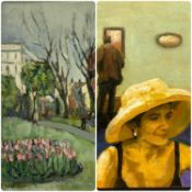 ‡ NINA WILLIAMS oil on board - entitled verso 'Brighton, Gardens, Church Road' on Sussex Artist's