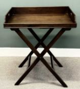 19TH CENTURY MAHOGANY BUTLER'S TRAY, on folding stand, 90 (h) x 75 (w) x 53cms (d) Provenance: