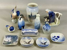 ROYAL COPENHAGEN KINGFISHER, pair of kingfishers, lady with cow and other pieces (12) Provenance: