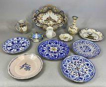 COLLECTION OF TIN GLAZED EARTHENWARE, plates, dishes, vases, etc. Provenance: private collection