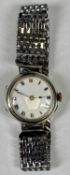 SWISS SILVER-CASED WRISTWATCH, early 1900s, white enamel dial with Roman numerals, 28mms (diam.)