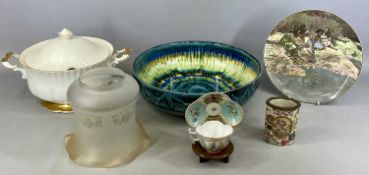 ASSORTED CERAMICS & GLASSWARE, Porthmadog pottery circular drop glazed bowl, 36cms (diam.); Royal