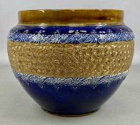ROYAL DOULTON STONEWARE JARDINIÈRE, late 19th century, blue/brown glaze with gilded band of