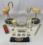 SILVER & METAL COLLECTABLES, rectangular white metal buckle with scroll engraved decoration,