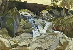 ‡ CLARENCE V. MACKENZIE (1889-1949) watercolour - river scene with bridge, signed and dated 1939