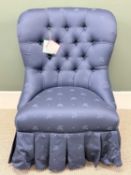 LAURA ASHLEY LADIES' CHAIR, upholstered in patterned blue fabric, 86 (h) x 58 (w) x 78cms (d)
