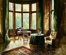 DAVID WESTON (1935-2011) watercolour - entitled verso 'Interior at Holker Hall', signed, 24 x