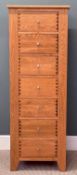 MODERN LIGHT OAK TALL & NARROW SEVEN DRAWER CHEST, 149 (h) x 55 (w) x 51cms (d) Provenance: deceased