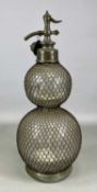 VINTAGE FRENCH DOUBLE GOURD SODA SYPHON, Véritable Seltzogène D Fevre, Paris, encased in wire