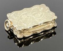 BELIEVED FREDERICK MARSON VICTORIAN SILVER VINAIGRETTE, gilded interior with scroll pierced grill,