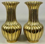 BRASS PAIR OF 19TH CENTURY CHINESE REEDED VASES, 25cms (h) Provenance: private collection Ynys Môn