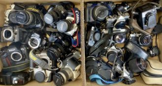 LARGE PARCEL OF 35MM CAMERAS - Nikon, Minolta, Cannon, Pentax, Olympus, Lubitel etc, approx. 20, and