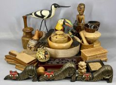 TREEN SELECTION to include turned bowl, butter pats, Eastern ornaments, etc. Provenance: private