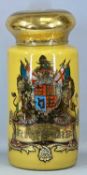 LARGE & IMPRESSIVE PAINTED APOTHECARY GLASS DRUG JAR & COVER, 19th century, central royal coast of