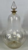 LARGE CLEAR GLASS PEAR-SHAPED CARBOY, 19th century, teardrop stopper, 50cms (h) Provenance:
