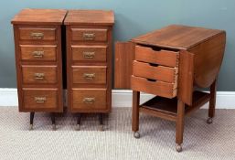 PAIR OF PEDESTAL FOUR DRAWER CHESTS on mid-century supports, 87 (h) x 36 (w) x 49cms (d) and a
