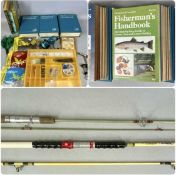 VINTAGE FISHING TACKLE & ACCESSORIES, including Craddock spinning rod with bag, Turrall fly tying