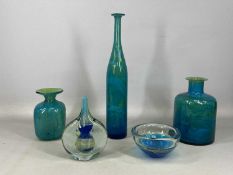 MDINA GLASS, to include tall bottle vase, 42.5cms (h); lollipop vase, 19cms (h); Ming pattern bottle
