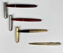 VINTAGE PENS, Parker 51 with burgundy body and stainless-steel cap, Parker 51 with gold finish,