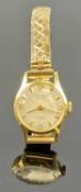 ROTARY MAXIMUS 18CT GOLD LADIES' WRISTWATCH, circular dial on plated expanding bracelet
