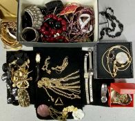 ASSORTED COSTUME JEWELLERY, including quantity of gold tone necklaces, various bead necklaces,