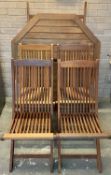 RAYBURN PATIO COLLECTION, octagonal teak folding garden table and four folding rail back chairs