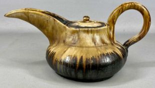 MARCELLUS AUBRY (1909-1982) STUDIO POTTERY TEAPOT, with outsized handle and spout, squat bulbous