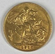 EDWARD VII GOLD SOVEREIGN, 1910 Provenance: deceased estate Ynys Môn