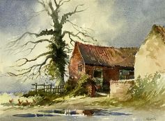 ‡ DAVID WESTON (1935-2011) watercolour - 'Old Barn Lazy Acre', signed, label verso, 23 x 32cms