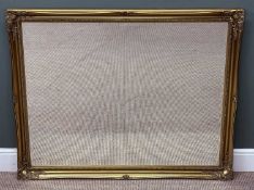 LARGE RECTANGULAR GILT FRAMED WALL MIRROR, with bevelled plate, 130 (h) x 106 (w) x 5cms (d)